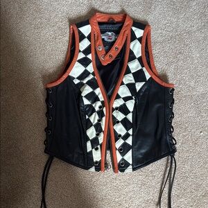 Harley-Davidson Black and White Vest with Orange Trim